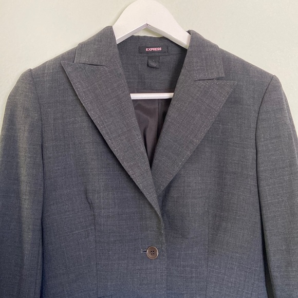 Express Wool Blazer Jacket Charcoal Women’s Size 4 - Picture 3 of 15